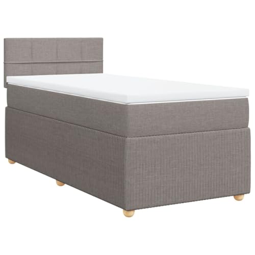 Willood Boxspringbett Einzelbett mit LED Matratze Bettgestell mit Lattenrost Kopfteil Polsterbett mit Matratze Taupe 80x200 cm Stoff von Willood