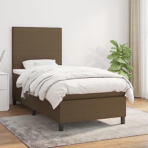 Willood Boxspringbett mit Matratze Dunkelbraun 80x200 cm Stoff Einzelbett Bett Polsterbett Bettgestell Bettrahmen Lattenrost Hotelbett Schlafzimmerbett Schlichtes Design von Willood