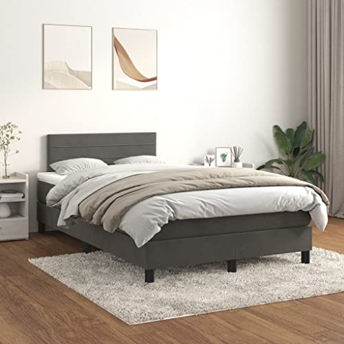 Willood Boxspringbett mit Matratze Dunkelgrau 120x200 cm SamtHorizontale Streifen von Willood