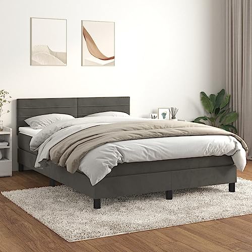 Willood Boxspringbett mit Matratze Dunkelgrau 140x200 cm SamtHorizontale Streifen Willood Boxspringbett mit Matratze Dunkelgrau 140x200 cm SamtHorizontale Streifen von Willood