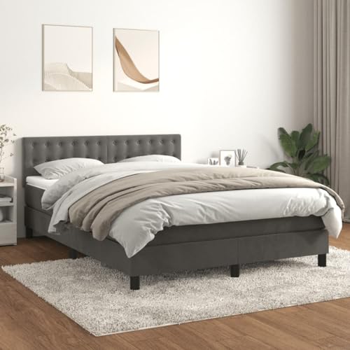 Willood Boxspringbett mit Matratze Dunkelgrau 140x200 cm SamtKnöpfe von Willood