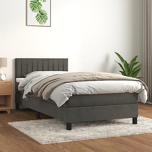 Willood Boxspringbett mit Matratze Dunkelgrau 90x190 cm SamtVertikale Streifen von Willood