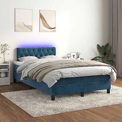 Willood Boxspringbett mit Matratze LED Dunkelblau 120x200cm Bettgestell Bett Doppelbett Polsterbett Lattenrost Bettrahmen Hotelbett Schlafzimmerbett Samt Stil5 von Willood