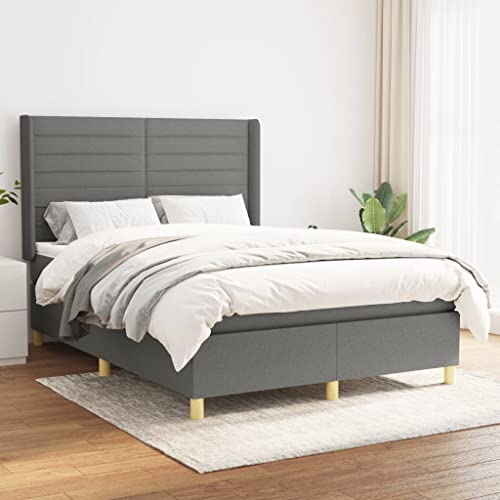 Willood Boxspringbett mit Matratze Polsterbett mit Lattenrost Kopfteil mit Ohren Verstellbare Höhe Dunkelgrau 140 x 190 cm-Horizontale Streifen Willood Boxspringbett mit Matratze Polsterbett mit Lattenrost Kopfteil mit Ohren Verstellbare Höhe Dunkelgrau 140 x 190 cm-Horizontale Streifen von Willood