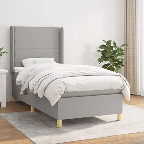 Willood Boxspringbett mit Matratze Polsterbett mit Lattenrost Kopfteil mit Ohren Verstellbare Höhe Hellgrau 80 x 200 cm-Flach mit Nägeln von Willood