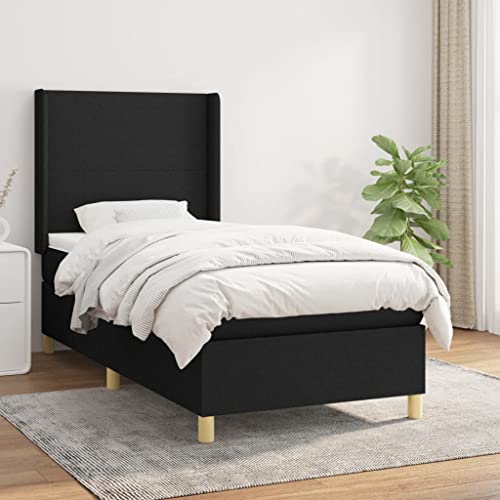 Willood Boxspringbett mit Matratze Polsterbett mit Lattenrost Kopfteil mit Ohren Verstellbare Höhe Schwarz 90 x 200 cm-Schlichtes Design Willood Boxspringbett mit Matratze Polsterbett mit Lattenrost Kopfteil mit Ohren Verstellbare Höhe Schwarz 90 x 200 cm-Schlichtes Design von Willood
