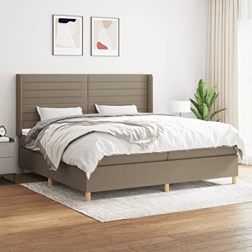 Willood Boxspringbett mit Matratze Polsterbett mit Lattenrost Kopfteil mit Ohren Verstellbare Höhe Taupe 200 x 200 cm-Horizontale Streifen von Willood