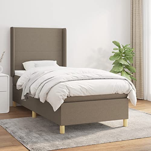 Willood Boxspringbett mit Matratze Polsterbett mit Lattenrost Kopfteil mit Ohren Verstellbare Höhe Taupe 90 x 190 cm-Schlichtes Design von Willood