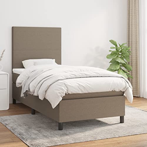 Willood Boxspringbett mit Matratze Taupe 100x200 cm Stoff Schlichtes Design Hohes Kopfteil von Willood