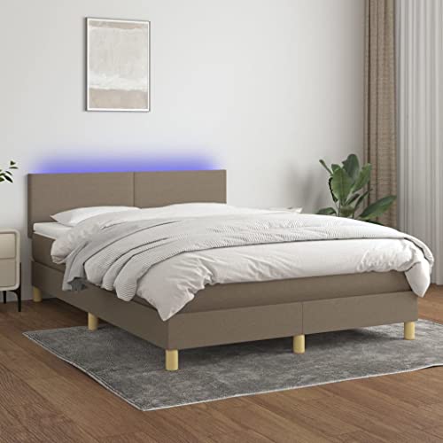 Willood Boxspringbett mit Matratze mit LED Bettgestell Bett Einzelbett Polsterbett Hotelbett Bettrahmen Lattenrost Schlafzimmerbett Taupe 140x190cm Stoff Schlichtes Design Willood Boxspringbett mit Matratze mit LED Bettgestell Bett Einzelbett Polsterbett Hotelbett Bettrahmen Lattenrost Schlafzimmerbett Taupe 140x190cm Stoff Schlichtes Design von Willood