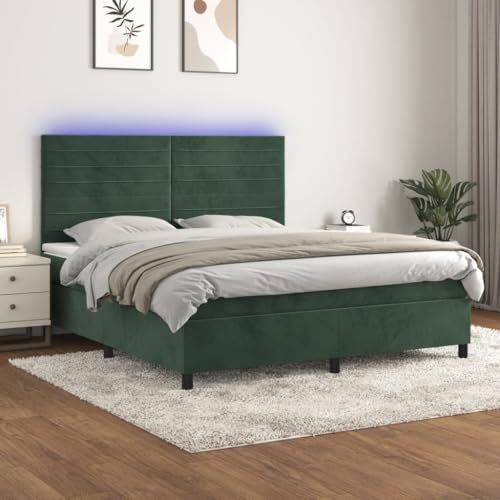 Willood Boxspringbett mit Matratze & LED Dunkelgrün 160x200 cm Samt Horizontale Streifen Willood Boxspringbett mit Matratze & LED Dunkelgrün 160x200 cm Samt Horizontale Streifen von Willood