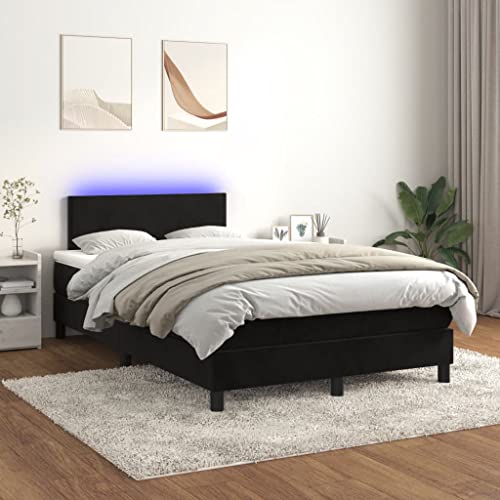 Willood Boxspringbett mit Matratze LED Schwarz 120x200cm Bettgestell Bett Doppelbett Polsterbett Lattenrost Bettrahmen Hotelbett Schlafzimmerbett Samt Stil6 von Willood
