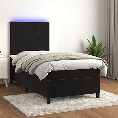 Willood Boxspringbett mit Matratze & LED Schwarz 80x200 cm Samt Schlichtes Design von Willood