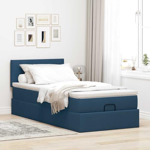 Willood Boxspringbett mit Matratze & LEDs Blau 90x200 cm Stoff Schlichtes Design von Willood