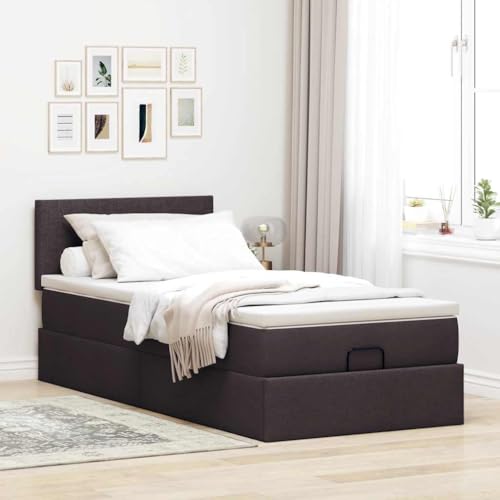 Willood Boxspringbett mit Matratze & LEDs Dunkelbraun 100x200 cm Stoff Schlichtes Design Willood Boxspringbett mit Matratze & LEDs Dunkelbraun 100x200 cm Stoff Schlichtes Design von Willood