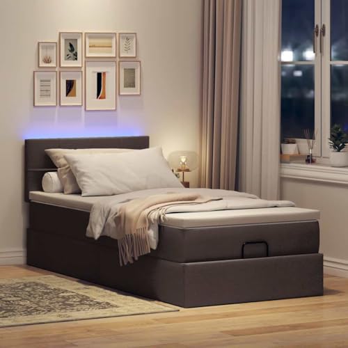 Willood Boxspringbett mit Matratze & LEDs Dunkelbraun 90x200 cm Stoff Block mit Quadraten Willood Boxspringbett mit Matratze & LEDs Dunkelbraun 90x200 cm Stoff Block mit Quadraten von Willood
