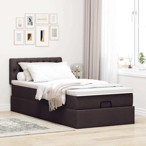 Willood Boxspringbett mit Matratze & LEDs Dunkelbraun 90x200 cm Stoff Knopfheftung Design Willood Boxspringbett mit Matratze & LEDs Dunkelbraun 90x200 cm Stoff Knopfheftung Design von Willood
