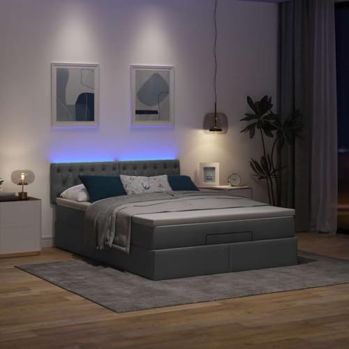 Willood Boxspringbett mit Matratze & LEDs Dunkelgrau 140x200 cm Stoff Knopfheftung Design Willood Boxspringbett mit Matratze & LEDs Dunkelgrau 140x200 cm Stoff Knopfheftung Design von Willood