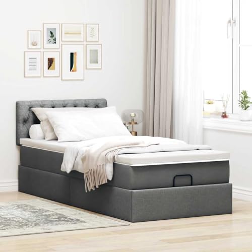 Willood Boxspringbett mit Matratze & LEDs Dunkelgrau 90x190 cm Stoff Knopfheftung Design Willood Boxspringbett mit Matratze & LEDs Dunkelgrau 90x190 cm Stoff Knopfheftung Design von Willood