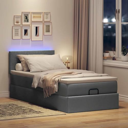 Willood Boxspringbett mit Matratze & LEDs Dunkelgrau 90x190 cm Stoff Schlichtes Design Willood Boxspringbett mit Matratze & LEDs Dunkelgrau 90x190 cm Stoff Schlichtes Design von Willood