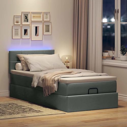 Willood Boxspringbett mit Matratze & LEDs Dunkelgrau 90x200 cm Stoff Block mit Quadraten Willood Boxspringbett mit Matratze & LEDs Dunkelgrau 90x200 cm Stoff Block mit Quadraten von Willood