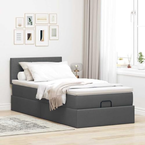 Willood Boxspringbett mit Matratze & LEDs Dunkelgrau 90x200 cm Stoff Schlichtes Design Willood Boxspringbett mit Matratze & LEDs Dunkelgrau 90x200 cm Stoff Schlichtes Design von Willood