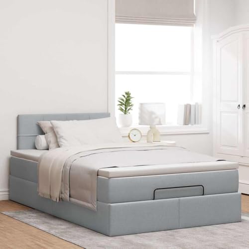 Willood Boxspringbett mit Matratze & LEDs Hellgrau 120x200 cm Stoff Block mit Quadraten Willood Boxspringbett mit Matratze & LEDs Hellgrau 120x200 cm Stoff Block mit Quadraten von Willood