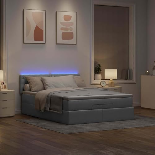 Willood Boxspringbett mit Matratze & LEDs Hellgrau 140x200 cm Stoff Knopfheftung Design Willood Boxspringbett mit Matratze & LEDs Hellgrau 140x200 cm Stoff Knopfheftung Design von Willood