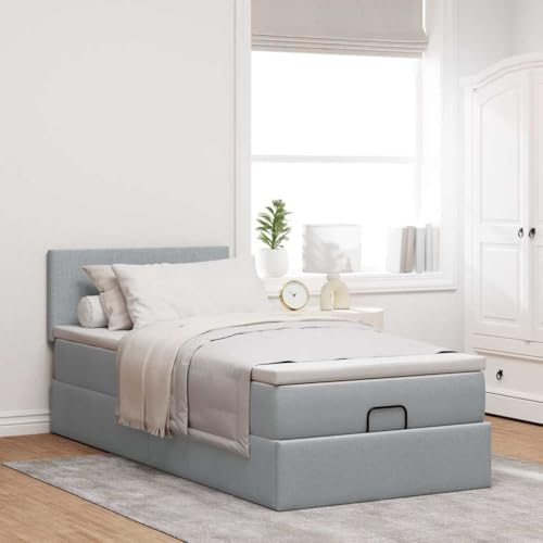 Willood Boxspringbett mit Matratze & LEDs Hellgrau 80x200 cm Stoff Schlichtes Design Willood Boxspringbett mit Matratze & LEDs Hellgrau 80x200 cm Stoff Schlichtes Design von Willood