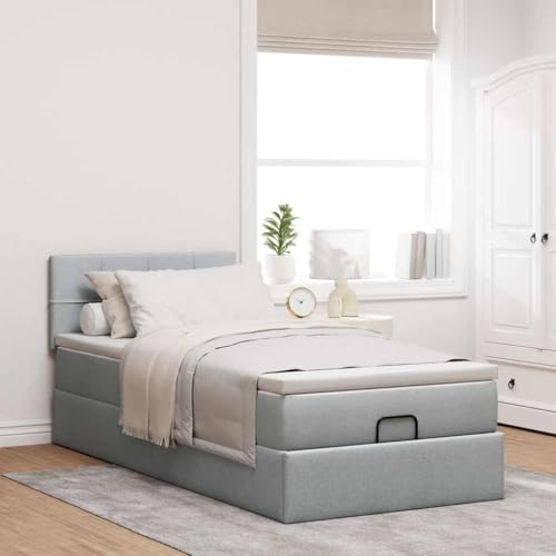 Willood Boxspringbett mit Matratze & LEDs Hellgrau 90x200 cm Stoff Block mit Quadraten Willood Boxspringbett mit Matratze & LEDs Hellgrau 90x200 cm Stoff Block mit Quadraten von Willood