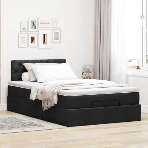 Willood Boxspringbett mit Matratze & LEDs Schwarz 120x190 cm Stoff Knopfheftung Design Willood Boxspringbett mit Matratze & LEDs Schwarz 120x190 cm Stoff Knopfheftung Design von Willood