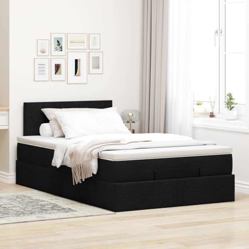 Willood Boxspringbett mit Matratze & LEDs Schwarz 120x200 cm Stoff Schlichtes Design von Willood