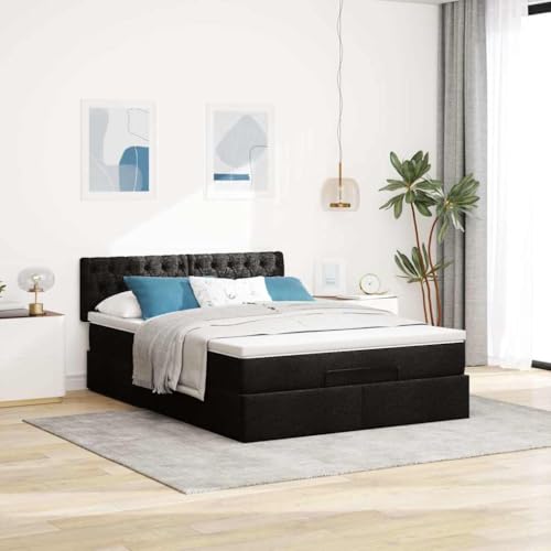 Willood Boxspringbett mit Matratze & LEDs Schwarz 140x190 cm Stoff Knopfheftung Design Willood Boxspringbett mit Matratze & LEDs Schwarz 140x190 cm Stoff Knopfheftung Design von Willood