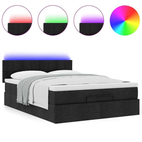 Willood Boxspringbett mit Matratze & LEDs Schwarz 140x200 cm Stoff Block mit Quadraten Willood Boxspringbett mit Matratze & LEDs Schwarz 140x200 cm Stoff Block mit Quadraten von Willood