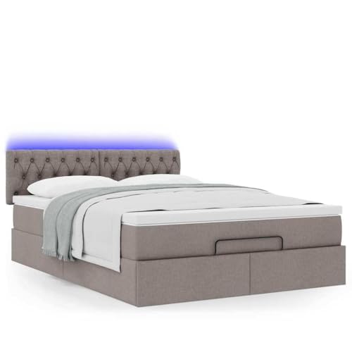 Willood Boxspringbett mit Matratze & LEDs Taupe 140x200 cm Stoff Knopfheftung Design Willood Boxspringbett mit Matratze & LEDs Taupe 140x200 cm Stoff Knopfheftung Design von Willood