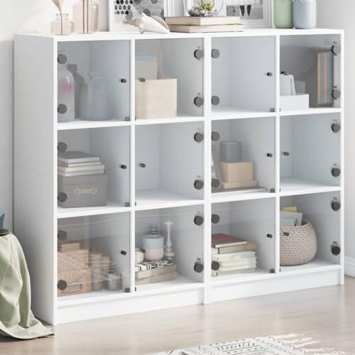 Willood Bücherregal mit Türen Weiß 136x37x109 cm Holzwerkstoff Willood Bücherregal mit Türen Weiß 136x37x109 cm Holzwerkstoff von Willood