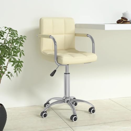 Willood Bürostuhl mit Rollen Drehbar Höhenverstellbar Chefsessel Drehstuhl Bürosessel Schreibtischstuhl Computerstuhl Büromöbel Stuhl Drehbar Creme Stoff von Willood