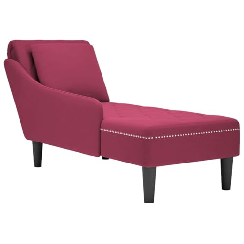 Willood Chaiselongue mit Kissen und Rechter Armlehne Weinrot Samt von Willood