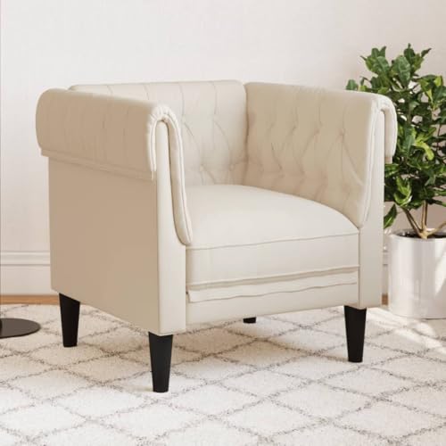 Willood Chesterfield Leinen Polstersessel mit Armlehnen Rückenlehne Stützbeine Loungesessel für Wohnzimmer Clubsessel Modern von Willood