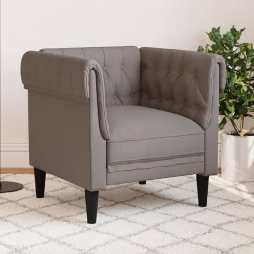 Willood Chesterfield Sessel Polstersessel mit Armlehnen Rückenlehne Stützbeine Loungesessel für Wohnzimmer Clubsessel Modern Taupe Stoff von Willood