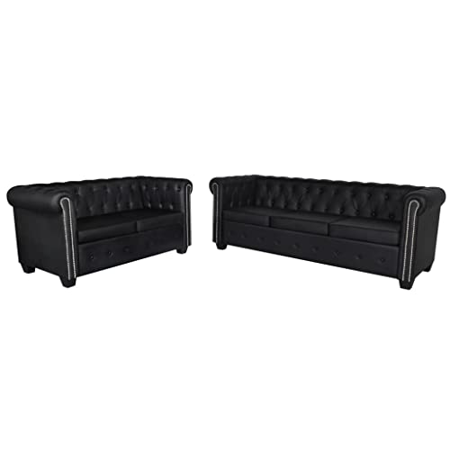 Willood Chesterfield-Sofas 2-Sitzer und 3-Sitzer Kunstleder Garnitur Wohnmöbel Büromöbel Loungesofa Sitzmöbel Wohnzimmersofa Rattansofa Couchgarnitur Designsofa Natur Rattan Schwarz Willood Chesterfield-Sofas 2-Sitzer und 3-Sitzer Kunstleder Garnitur Wohnmöbel Büromöbel Loungesofa Sitzmöbel Wohnzimmersofa Rattansofa Couchgarnitur Designsofa Natur Rattan Schwarz von Willood