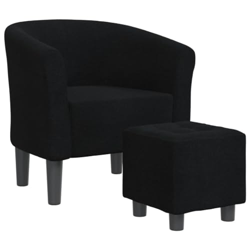 Willood Clubsessel Sessel Stoffsessel Wohnzimmersessel minimalistisches Design Schwarz Mit Fußhocker von Willood