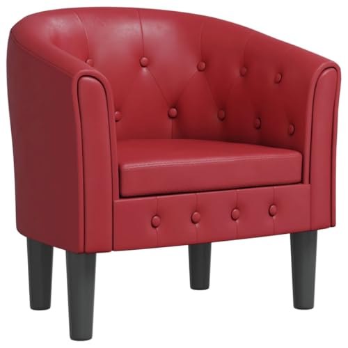 Willood Clubsessel Sessel mit Polsterung Cocktailsessel Freizeitsessel Sessel Weißrot Kunstleder von Willood