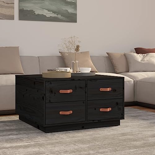 Willood Couchtisch Schwarz 80x80x45 cm Massivholz Kiefer von Willood