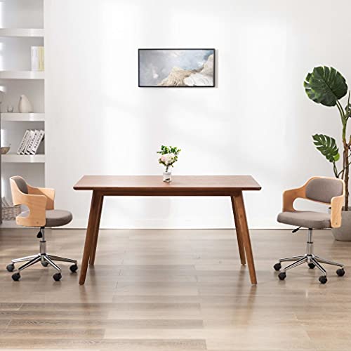 Willood Drehbarer Bürostuhl Drehbar Höhenverstellbar Schreibtischstuhl Büromöbel Chefsessel Stuhl Bürosessel Drehstuhl Computerstuhl Taupe Bugholz und Stoff von Willood