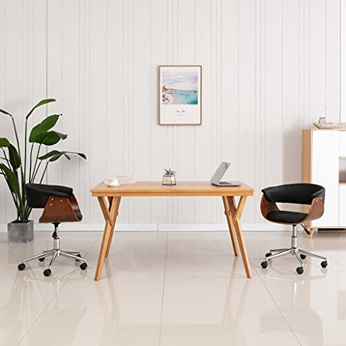 Willood Drehbarer Bürostuhl Drehbar Höhenverstellbar Schreibtischstuhl Drehstuhl Büromöbel Stuhl Chefsessel Bürosessel Computerstuhl Schwarz Bugholz und Kunstleder von Willood