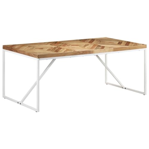 Willood Esstisch 180x90x76 cm Akazie und Mango Industriestil Küchentisch Esszimmertisch Holztisch Speisetisch Tisch Esszimmer Küche Massivholz Weiß von Willood
