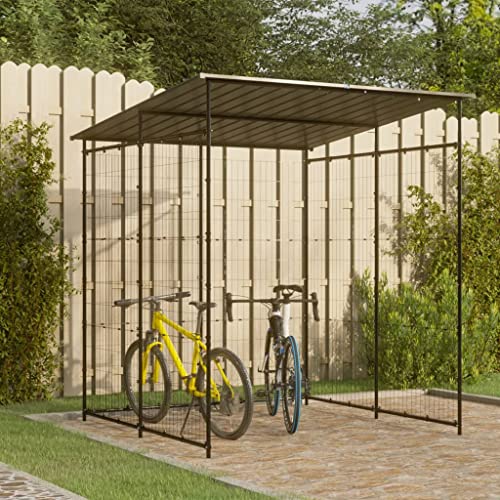 Willood Fahrradschuppen Unterstand Lagerschuppen Fahrradunterstand Überdachung Fahrrad Schuppen Fahrradgarage 190x190x222 cm Stahl Schwarz von Willood