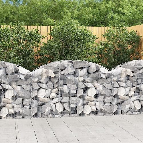 Willood Gabione mit Hochbogen 150x30x80/100cm Steinkorb Drahtkorb,Gabionenkorb Verstärkte Gabionenhaken,Gabionenwand Gabionen Zaun, Verzinktes Eisen von Willood