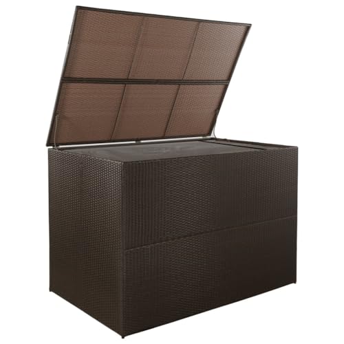 Willood Garden-Auflagenbox Braun 150x100x100 cm Poly Rattan Kissenbox Gartenbox Aufbewahrungsbox von Willood